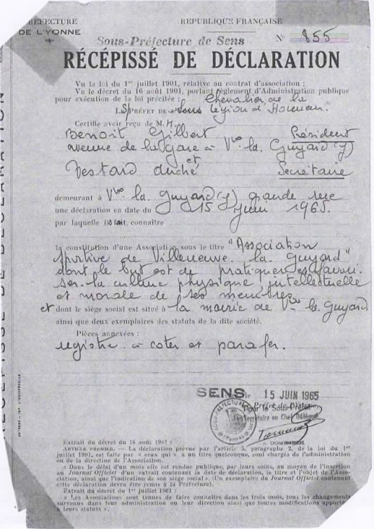 Declaration ASVG Journal Officiel